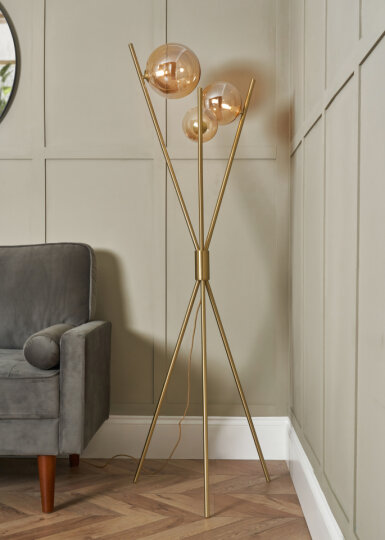 Lincoln tripod with 3 glass ball shades - Floor Lamp - Image 3
