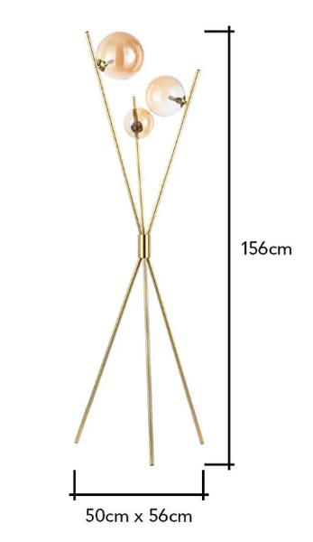 Lincoln tripod with 3 glass ball shades - Floor Lamp - Image 7