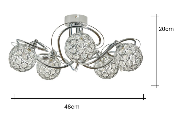 Orianna Flush 5 Light - Chrome - Image 5