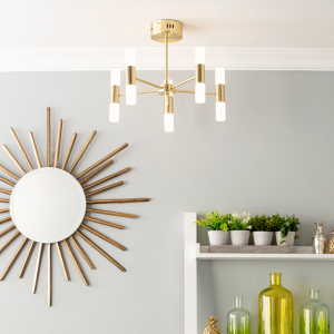 Lois Chandelier 10 Light Satin Brass - Semi Flush