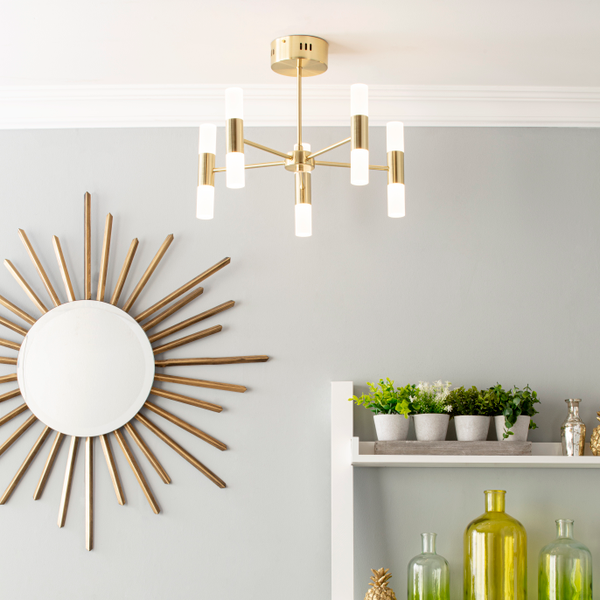 Lois Chandelier 10 Light Satin Brass - Semi Flush - Image 5