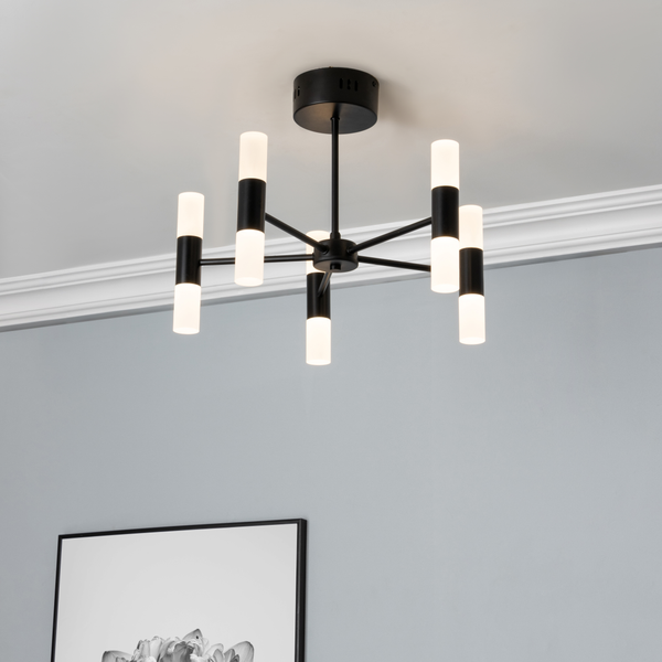 Lois Chandelier 10 Light Satin Black - Semi Flush - Image 5
