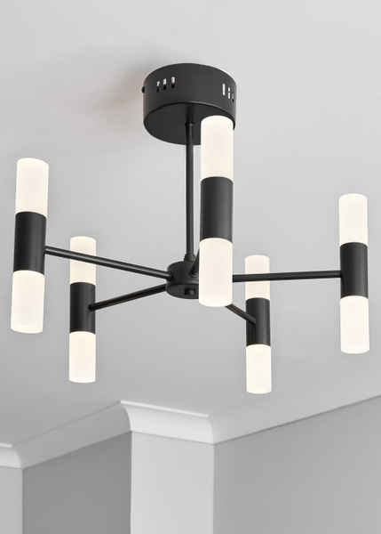 Lois Chandelier 10 Light Satin Black - Semi Flush - Image 7