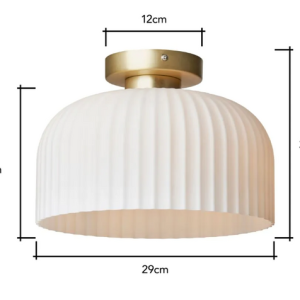 Binita Glass Ribbed Opal & Brass - Flush