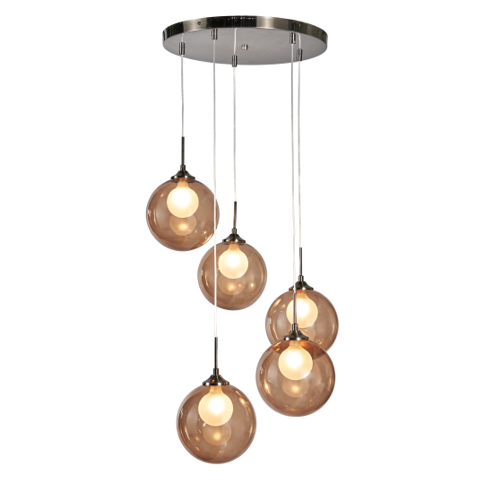 Peatrice Large Ball in Ball 5 Light Cascading Cluster - Pendant - Image 2