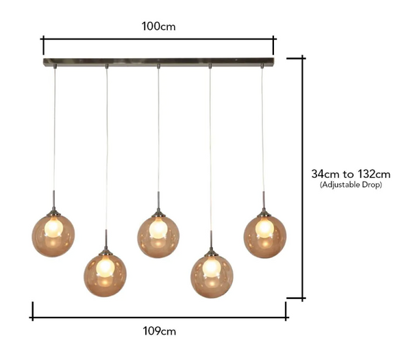 Peatrice Large Ball in Ball 5 Light Diner - Pendant - Image 4