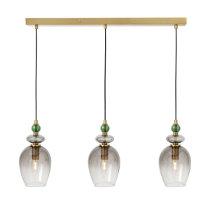 Seline 3 light Ceiling Light Brass & Green - Pendant