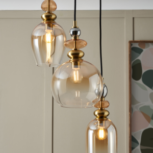 Seline Cascade 3 light Mixed Colour Glass with Brass - Pendant