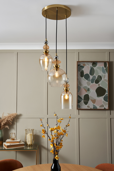 Seline Cascade 3 light Mixed Colour Glass with Brass - Pendant - Image 7