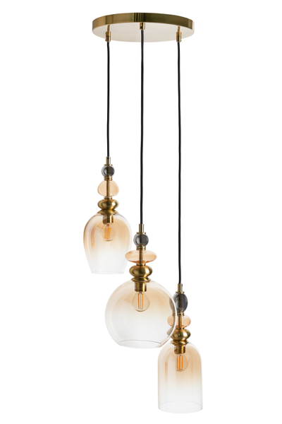 Seline Cascade 3 light Mixed Colour Glass with Brass - Pendant - Image 5
