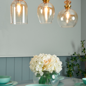 Seline 3 Light Diner Mixed colour with Brass - Pendant