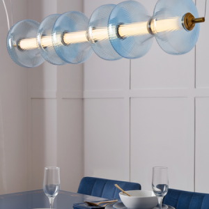 Elias 6 Light LED Diner Bar Glass Light - Sky Blue - Pendant