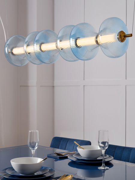 Elias 6 Light LED Diner Bar Glass Light - Sky Blue - Pendant - Image 4