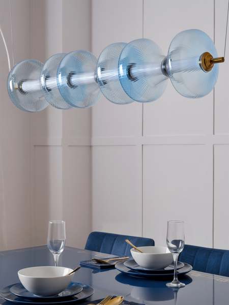 Elias 6 Light LED Diner Bar Glass Light - Sky Blue - Pendant - Image 5