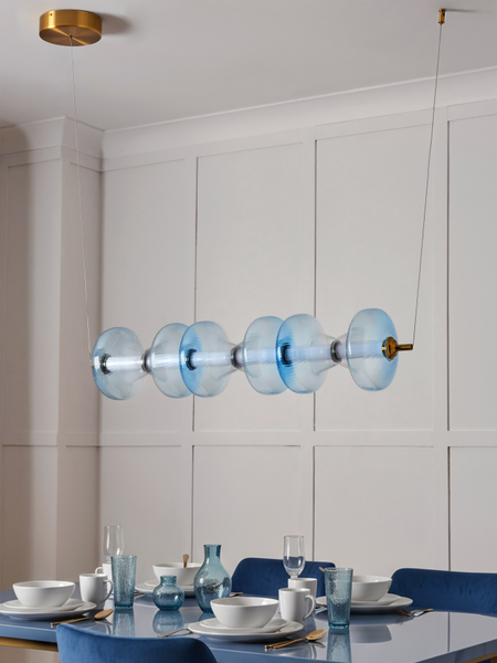 Elias 6 Light LED Diner Bar Glass Light - Sky Blue - Pendant - Image 7