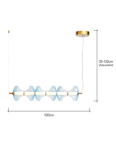 Elias 6 Light LED Diner Bar Glass Light - Sky Blue - Pendant - Image 3