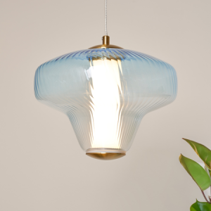 Elias LED Glass Pendant - Sky Blue - Pendant