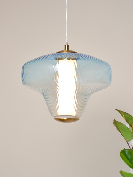 Elias LED Glass Pendant - Sky Blue - Pendant