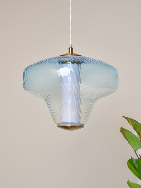 Elias LED Glass Pendant - Sky Blue - Pendant - Image 2