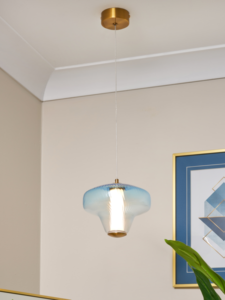 Elias LED Glass Pendant - Sky Blue - Pendant - Image 5