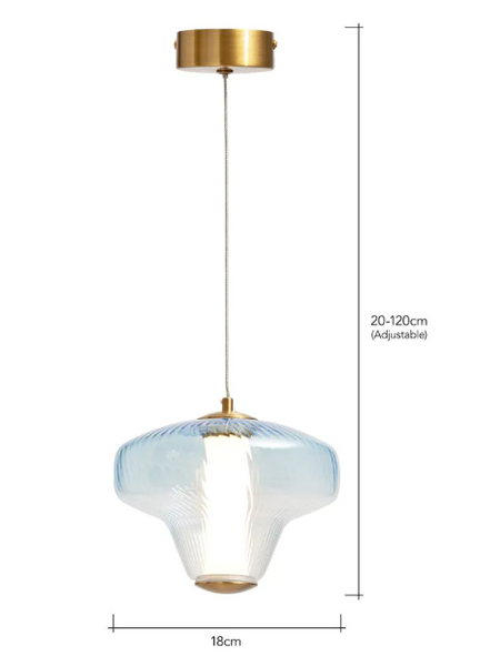 Elias LED Glass Pendant - Sky Blue - Pendant - Image 4