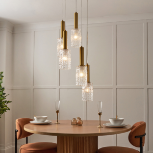 Hugo 5 Light Glass Cluster - Brass & Matt Black - Pendant