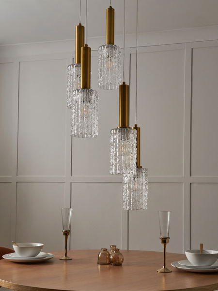 Hugo 5 Light Glass Cluster - Brass & Matt Black - Pendant - Image 3