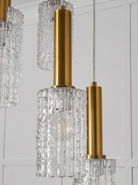 Hugo 5 Light Glass Cluster - Brass & Matt Black - Pendant - Image 4