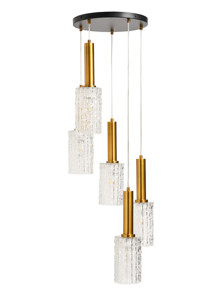 Hugo 5 Light Glass Cluster - Brass & Matt Black - Pendant - Image 5