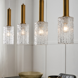 Hugo 4 Light Diner Bar Glass Light - Brass & Matt Black - Pendant