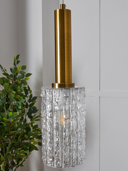 Hugo 4 Light Diner Bar Glass Light - Brass & Matt Black - Pendant - Image 4