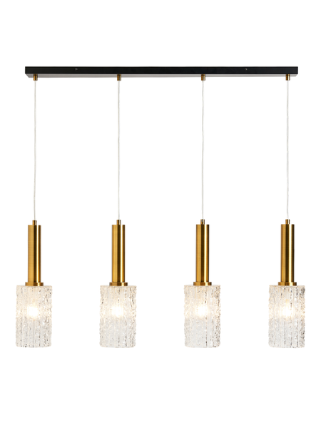 Hugo 4 Light Diner Bar Glass Light - Brass & Matt Black - Pendant - Image 6