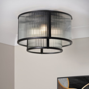 Jasmine Black Ribbed Glass - Flush