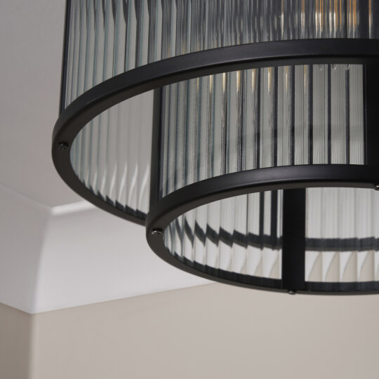 Jasmine Black Ribbed Glass - Flush - Image 3