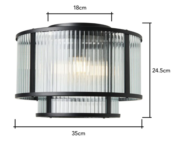 Jasmine Black Ribbed Glass - Flush - Image 6