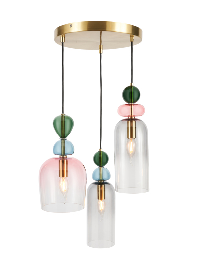 Vietri 3 Light glass cluster Sbrs/Multi - Pendant