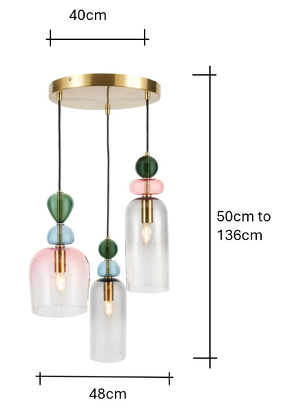 Vietri 3 Light glass cluster Sbrs/Multi - Pendant - Image 2