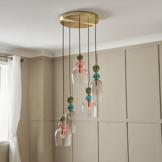 Vietri 5 light glass cluster Sbrs/Multi - Pendant - Image 2