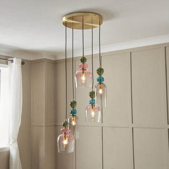 Vietri 5 light glass cluster Sbrs/Multi - Pendant - Image 4