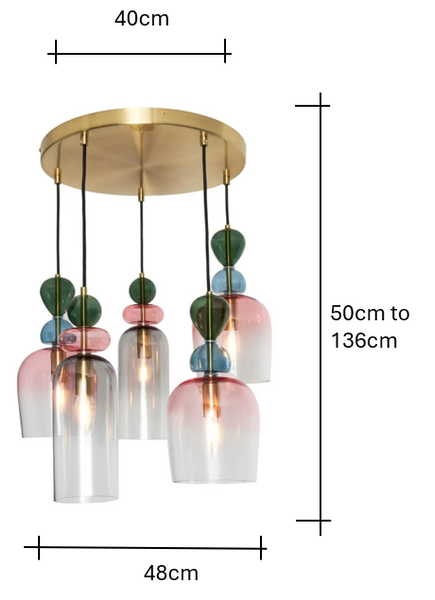 Vietri 5 light glass cluster Sbrs/Multi - Pendant - Image 3