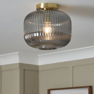 Lyna Smoked Glass Ceiling Light - Flush