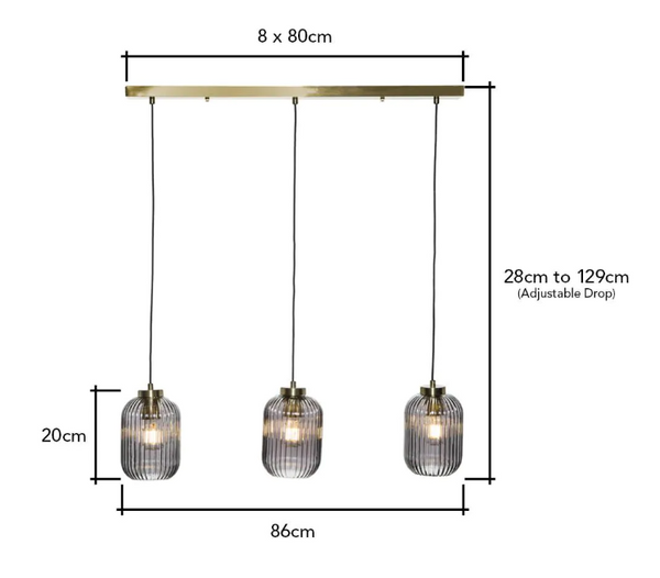 Lyna 3 Light Ceiling Bar - Pendant - Image 4