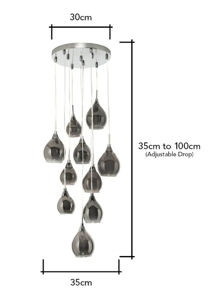 Carmella 10 Light Smoke/Frosted Cluster - Pendant - Image 5