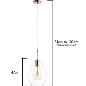 Carmella1 Light Copper Ceiling - Pendant