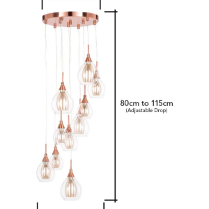 Carmella 10 light Copper Cluster - Pendant