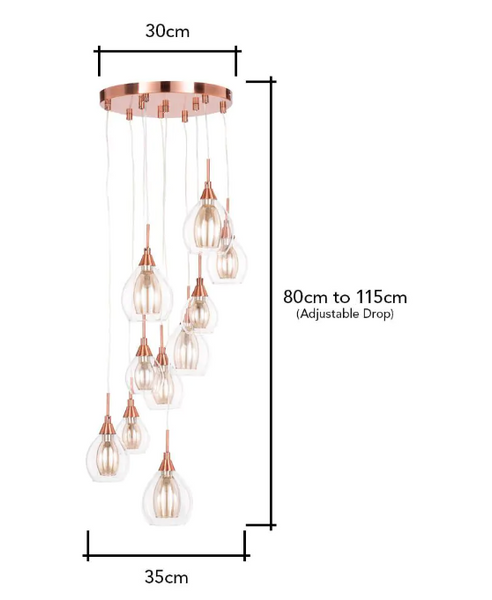 Carmella 10 light Copper Cluster - Pendant