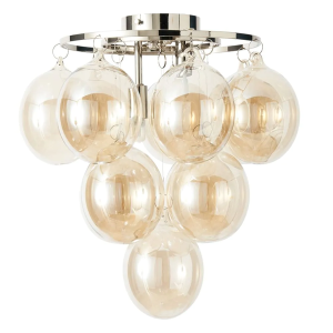 Maiori Small Ceiling Light Nickel & Champagne - Flush