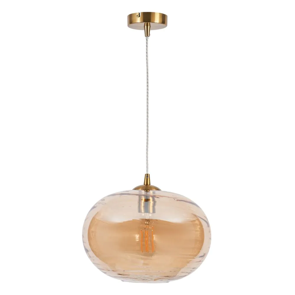 Sarno Oval 1 Light Glass Ceiling Brass & Champagne - Pendant - Image 2