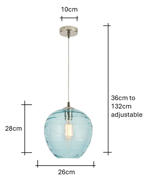 Sarno Hive 1 Light Glass Ceiling Nickel & Blue - Pendant - Image 4