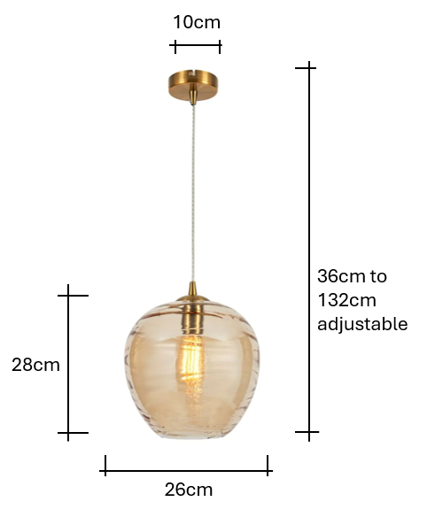 Sarno Hive 1 Light Glass Ceiling Brass & Champagne - Pendant - Image 5